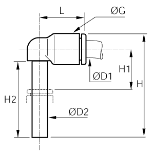 Złącze kątowe 90° wtykowe przedłużone 10 mm 10 mm (3184 10 00) - Legris