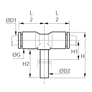 Złącze trójnik T 6 mm 6 mm (3188 06 00) - Legris