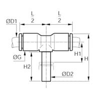 Złącze trójnik T 10 mm 12 mm (3188 10 12) - Legris