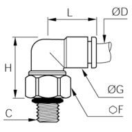 Złącze kątowe 90° z gwintem obrotowe 10 mm G1/4 (3189 10 13) - Legris