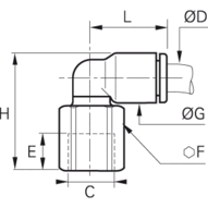 Złącze kątowe 90° z gwintem wewnętrznym 12 mm G1/2 (3192 12 21) - Legris