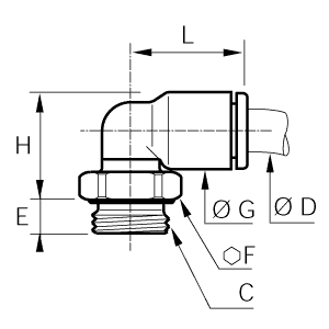 Złącze kątowe 90° z gwintem 16 mm G1/2 (3199 16 21) - Legris