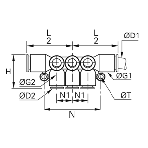 Kolektor pneumatyczny 10 mm 8 mm (3306 10 08) - Legris