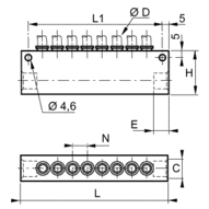 Kolektor pneumatyczny aluminiowy in-line 4 mm G1/4 (3310 04 13) - Legris