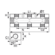 Kolektor pneumatyczny aluminiowy dwustronny G3/8 G1/4 (3313 13 17 03) - Legris