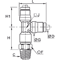 Złącze trójnik z gwintem 6 mm R1/4 (3603 06 13) - Legris