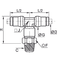 Złącze trójnik T z gwintem 4 mm R1/8 (3608 04 10) - Legris