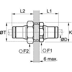 Złącze grodziowe 10 mm (3616 10 00) - Legris