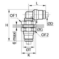 Złącze grodziowe kątowe 90° wtykowe 8 mm (3639 08 00) - Legris