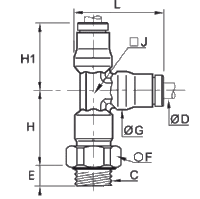 Złącze trójnik z gwintem 4 mm G1/8 (3693 04 10) - Legris