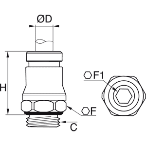 Złącze proste z gwintem stal nierdzewna 12 mm G1/4 (3801 12 13) - Legris