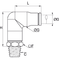 Złącze kątowe 90° wtykowe przedłużone stal nierdzewna 8 mm NPT1/4 (3809 08 14) - Legris