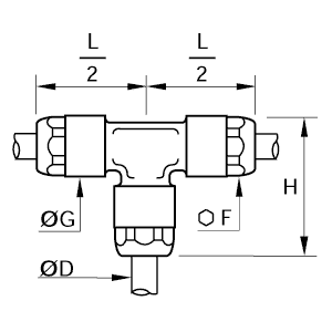 Złącze trójnik T 6 mm (6104 06 00) - Legris