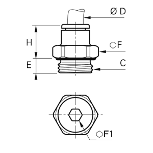 Złącze proste wtykane z gwintem 8 mm G1/8 (6801 08 10) - Legris