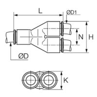 Złącze trójnik Y 12 mm 12 mm (6840 12 00) - Legris