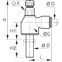 Zawór dławiąco-zwrotny typ A wtykany w złączkę 6 mm (7030 06 00) - Legris
