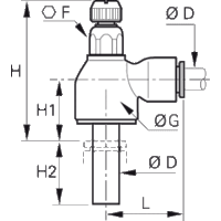 Zawór dławiąco-zwrotny typ B wtykany w złączkę 6 mm (7031 06 00) - Legris