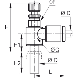 Zawór dławiąco-zwrotny wtykany w złączkę typ B, dławienie na dopływie 4 mm (7631 04 00) - Legris