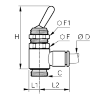 Zawór kompaktowy wtykowy z dźwignią 3/2 G1/8-4 , zasilanie od złączki (7801 04 10) - Legris