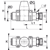 Zawór odcianjacy 2/2 wersja mini 12 mm G1/2 (7911 12 21) - Legris