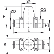 Zawór odcinający 3/2 wersja mini 6 mm (7913 06 00) - Legris