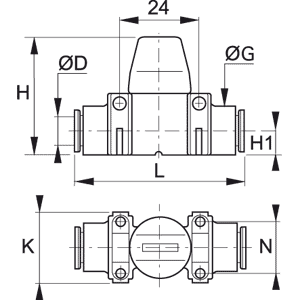 Zawór odcinający 3/2 wersja mini 12 mm (7913 12 00) - Legris