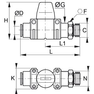 Zawór odcinający 3/2 wersja mini 8 mm G1/4 (7914 08 13) - Legris