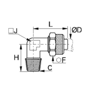 Złącze kątowe 90° zakręcane z gwintem 6x8 mm R1/4 (C3BPL6/8-1/4) - Legris
