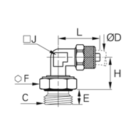 Złącze kątowe 90° zakręcane obrotowe z gwintem 6x8 mm G1/4 (C4BPL6/8-1/4) - Legris