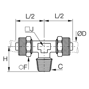 Złącze trójnik skręcane z gwintem 4x6 mm R1/8 (S3BPL4/6-1/8) - Legris