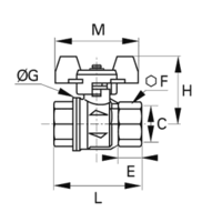 Zawór kulowy krótka rączka G1/2 (BVGT4-1/2C) - Legris