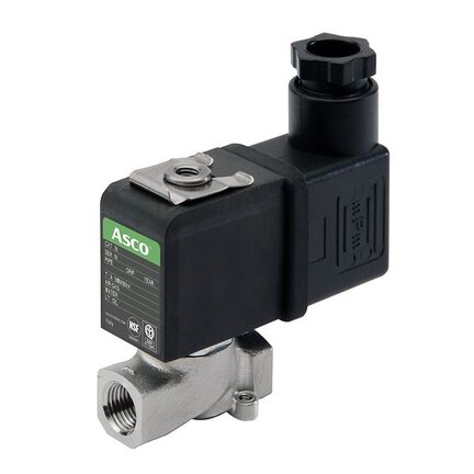 Elektrozawór kompaktowy 3/2 UN-G1/4, DN8, stal nierdzewna, FPM, 230V 50/60Hz, 9W, klasa cewki F - ASCO