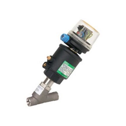 Zawór pneumatyczny skośny 2/2 G1-1/4" NC, stal nierdzewna, wlot medium pod dysk, DN32, siłownik D63 (E290A059SM2), seria 290 - ASCO