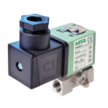 Elektrozawór 2/2 NC G1/8, DN2.4, mosiądz, FPM, wtyczka IP65 (SCG256B004V.230/50-60) - ASCO