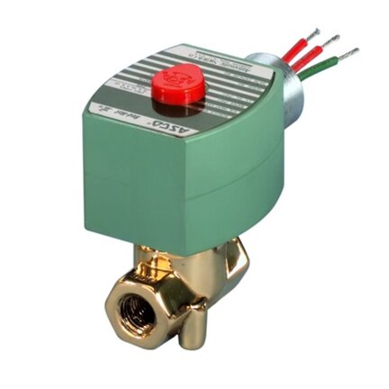 Zawór pneumatyczny skośny 2/2 NC G1-1/4", brąz, wlot medium pod dysk, DN32, siłownik D90 (E263K232S1TD0H1), seria 290 - ASCO