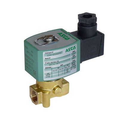 Zawór pneumatyczny skośny 2/2 NC G1-1/4", brąz, wlot medium pod dysk, DN32, siłownik D90 (E263K232S1TD0H1), seria 290 - ASCO
