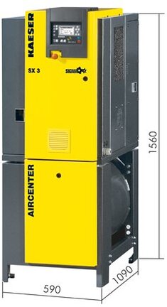 Kompresor śrubowy z osuszaczem ziębniczym AIRCENTER SX 8bar, 5,5kW - Kaeser