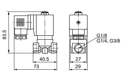 Elektrozawór 2/2, NC, G 3/8, 110VAC, ze stali nierdzewnej (AISI316 + Viton)