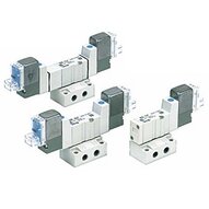 Elektrozawór 5/2 i 5/3, do montażu płytowego i w korpusie, 4/2, podwójna cewka, 24V DC (SYJ3233-5MR-Q) - SMC