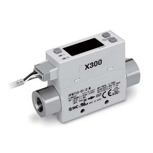 Czujnik przepływu cyfrowy, 2-100 l/min, z monitorem (PFM711-02-E-M-X300) - SMC