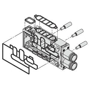 Zespół bloku rozdzielacza, A/B Push-In średnica 8 (JSY31M-2P-1DA-C8) - SMC