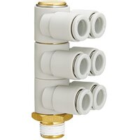 Złączka wtykowa, potrójna, złączka męska kątowa (10-KQ2ZT04-02NS) - SMC