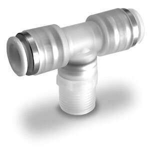 Trójnik wtykowy typu T, z gwintem zewnętrznym, Clean Room, 1/4-D4, seria KP (KPT04-02) - SMC