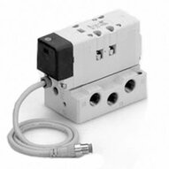 Elektrozawór 5/2, podwójna cewka, 24V DC, ISO1, z DIN-connectorem (VQ7-6-FG-D-3ZVSC-Q) - SMC
