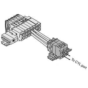 , sterowany pneumatycznieBlok zespołu zaworów zwrotnych do VQ(C/Z)2000/3000, do montażu na szynie DIN (VVQ2000-FPG-03) - SMC