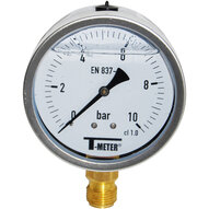 Manometry pionowe glicerynowe, stal nierdzewna D100, 1/2'', seria 1615 - Sferaco