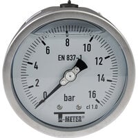 Manometry poziome, stal nierdzewna, glicerynowe, D100, 1/2", seria 1628 - Sferaco
