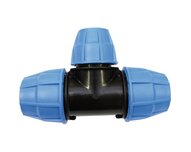 Trójnik, polipropylen wysokiej gęstości, z zaciskiem zewnętrznym, DN16, seria 1007 (1007016) - Sferaco