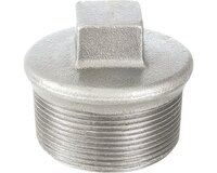 Zaślepka z gwintem zewnętrznym, z kołnierzem, żeliwo ciągliwe ocynkowane, gwint G 1/2'' (290015G) - Sferaco