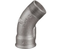 Kolano 45°, o dużym promeniu, gwint zewnętrzny i wewnętrzny G 1''1/4, żeliwo ocynkowane, seria 40G (40G33) - Sferaco